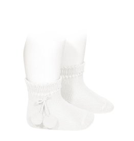 CONDOR White Short Socks with PomPoms
