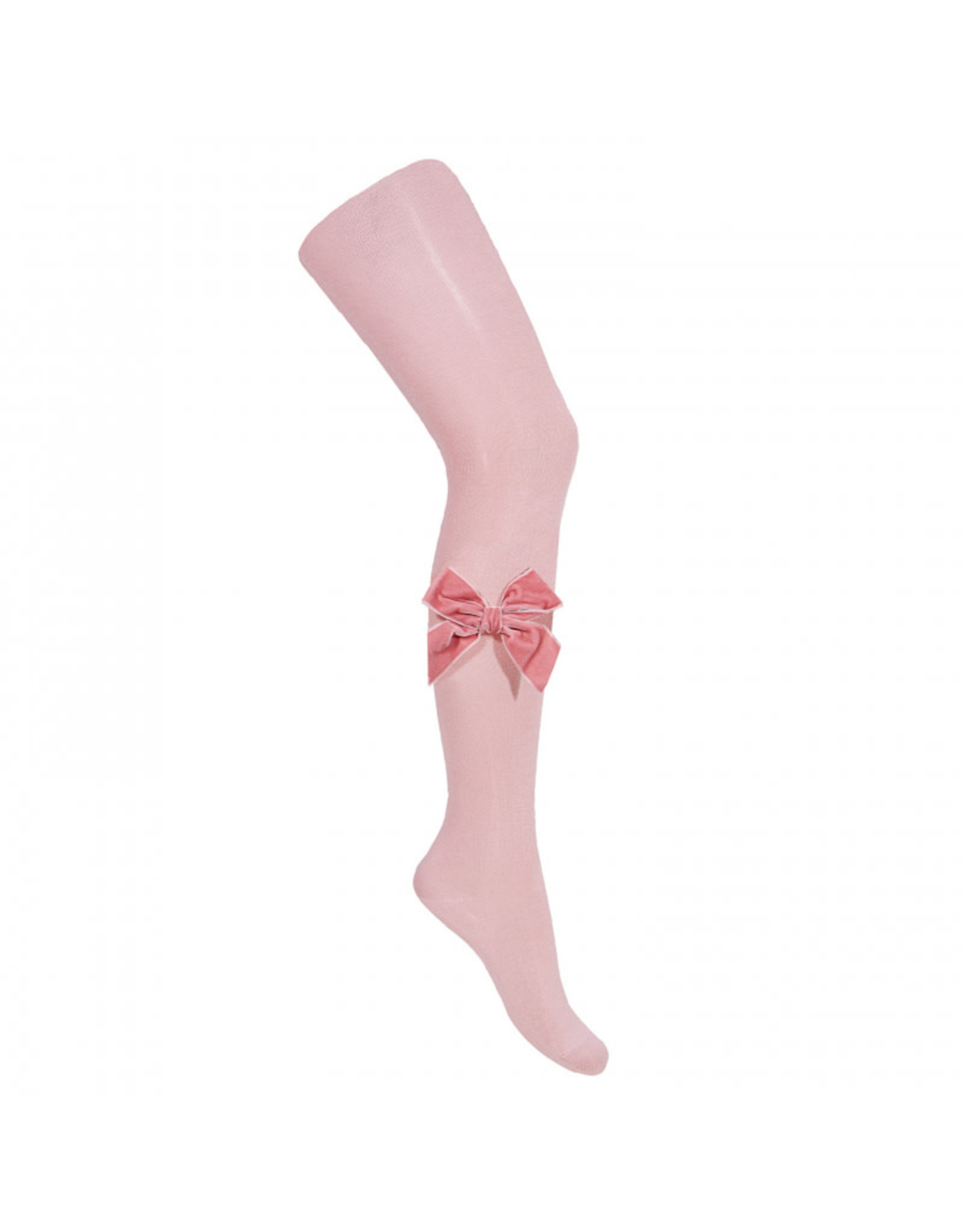 CONDOR Pale Pink Tights with Velvet Bows