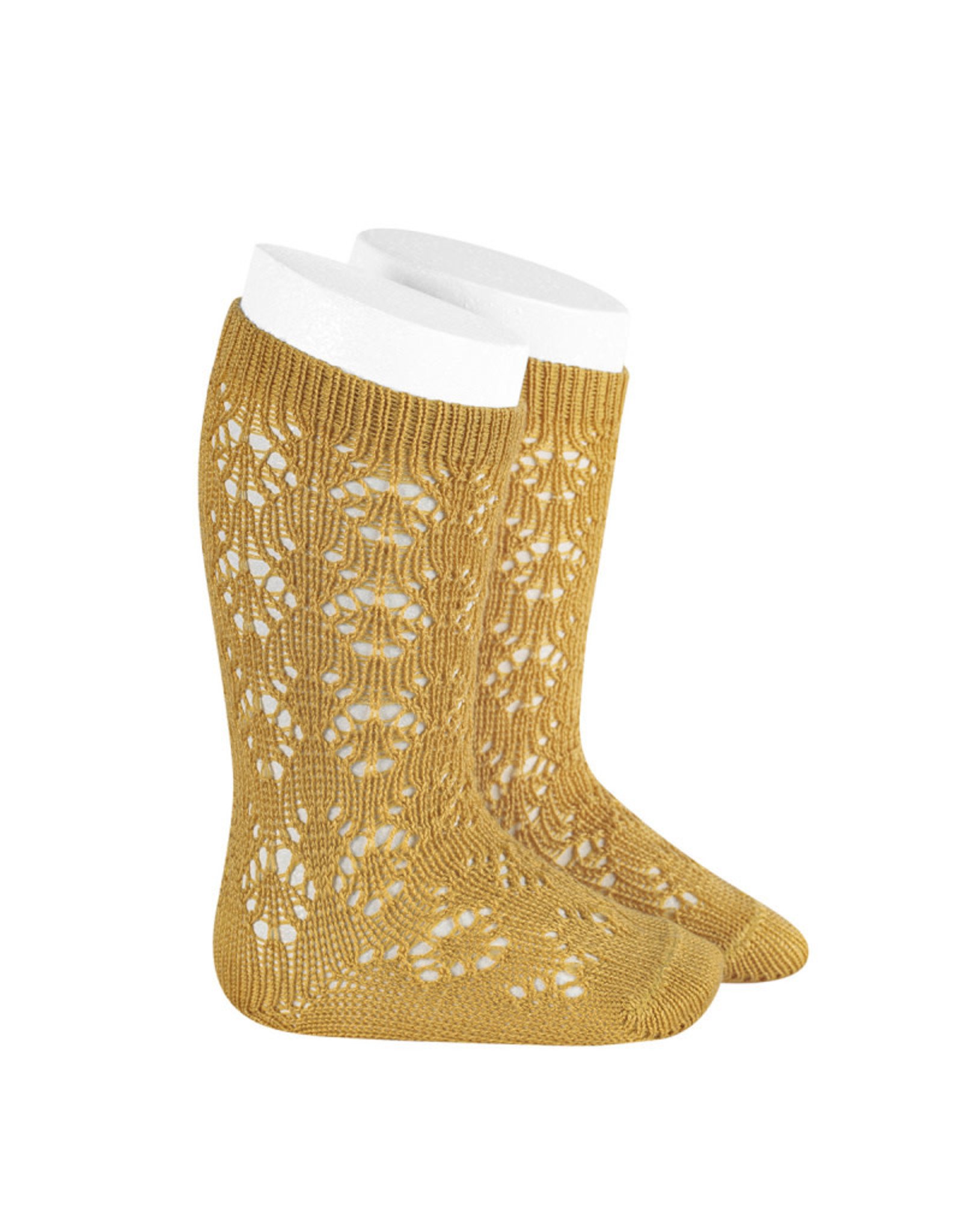 CONDOR Mustard Geometric Openwork Socks