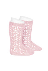 CONDOR Baby Pink Openwork Knee Socks