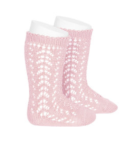 CONDOR Baby Pink Openwork Knee Socks