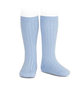 CONDOR Light Blue Ribbed Knee Socks
