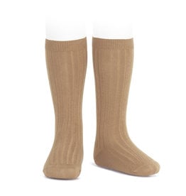 CONDOR Camel Ribbed Knee Socks