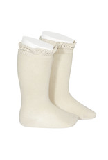 CONDOR Linen Lace Edging Knee Socks