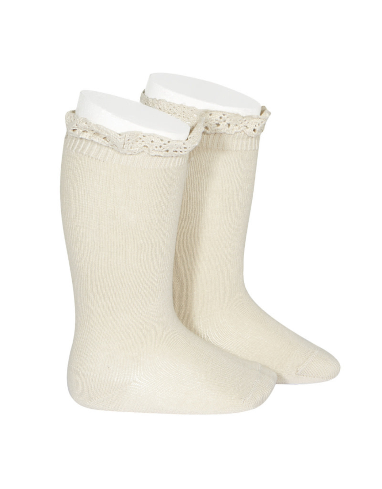 CONDOR Linen Lace Edging Knee Socks
