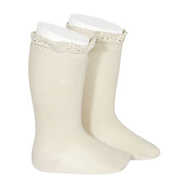 CONDOR Linen Lace Edging Knee Socks