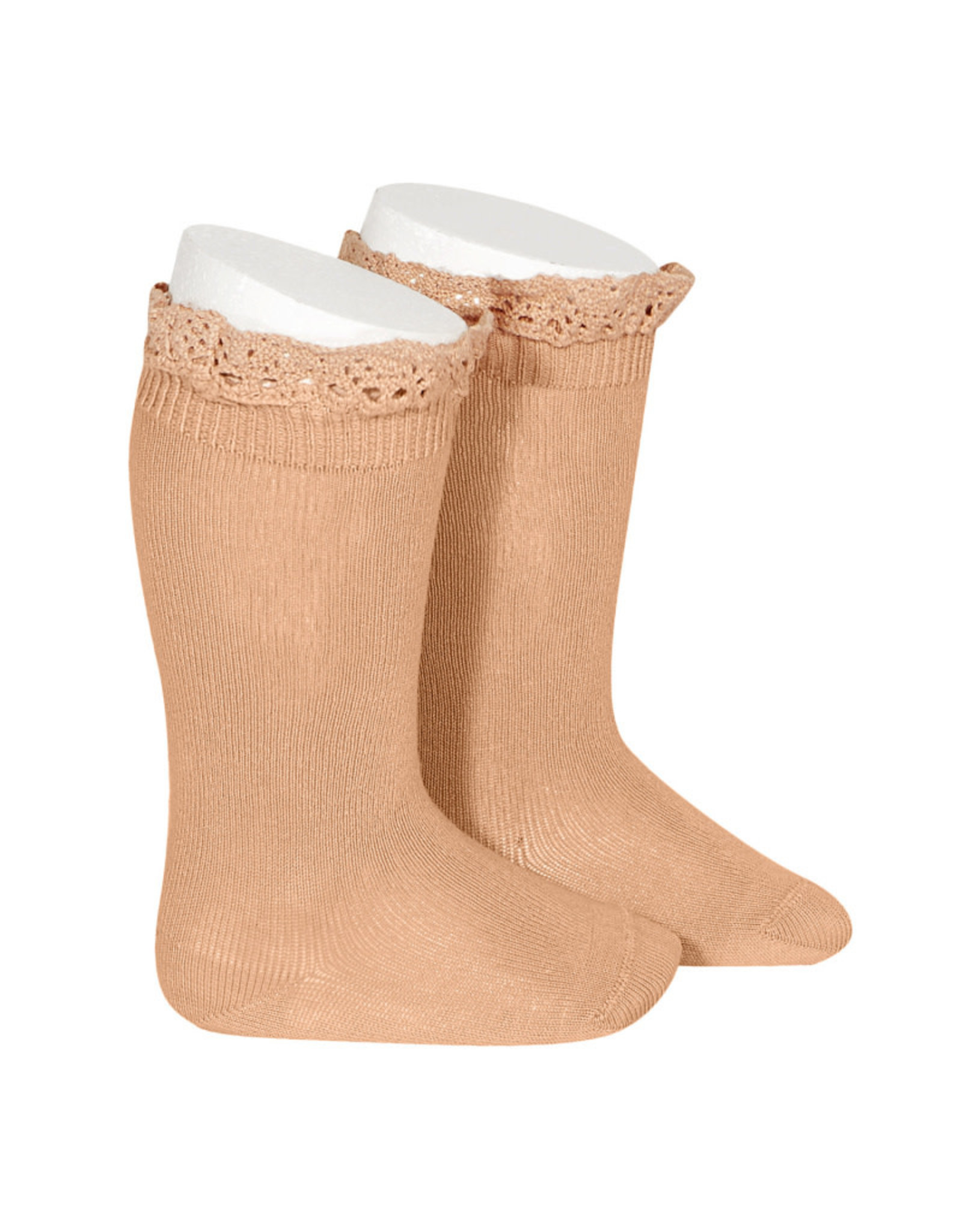 CONDOR Peach Lace Edging Knee Socks