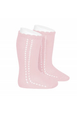 CONDOR Baby Pink Side Openwork Knee Socks