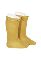 CONDOR Mustard Lace Edging Knee Socks