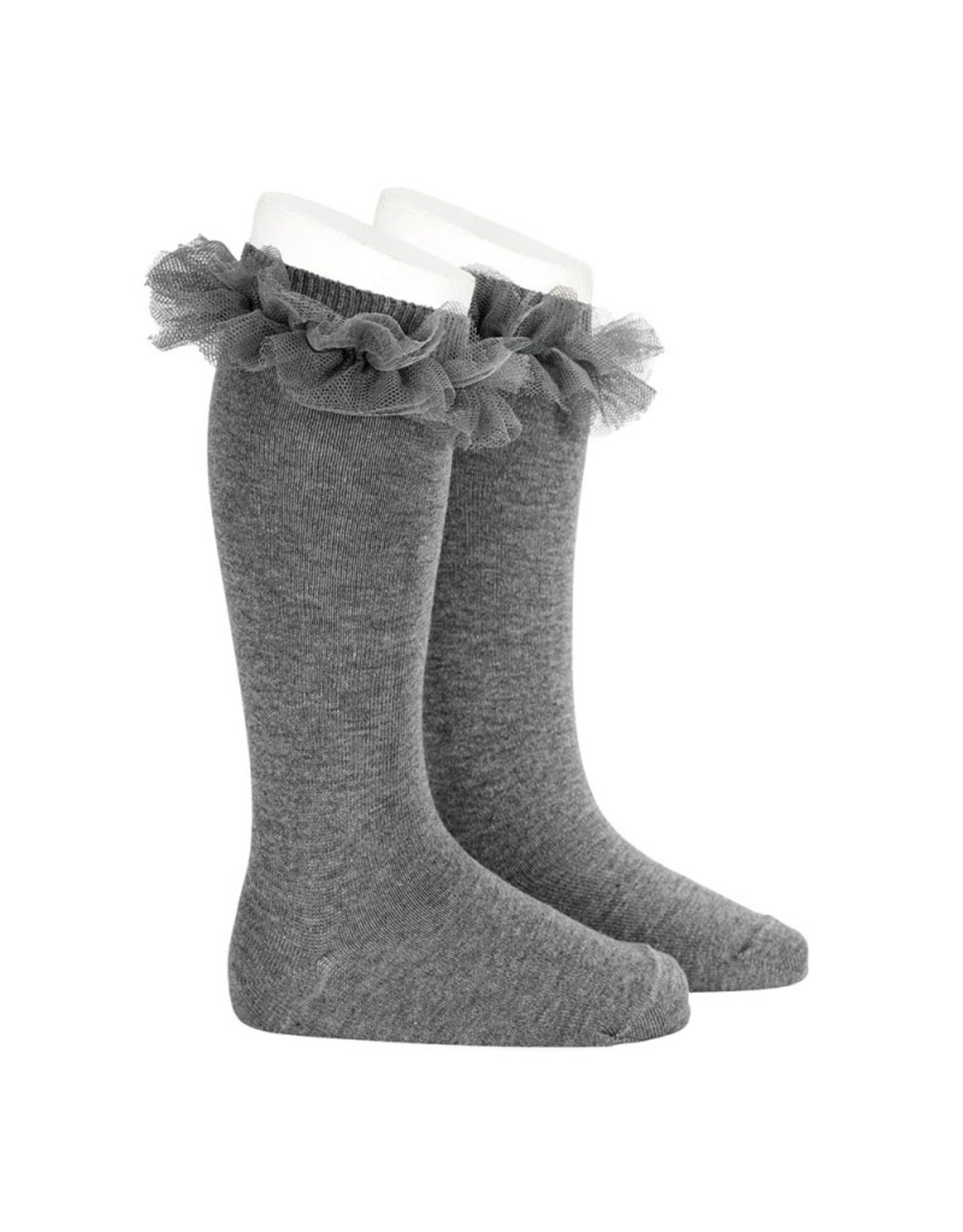 CONDOR Light Grey Tulle Knee Socks