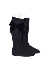 CONDOR Navy Blue Velvet Bow Socks