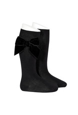 CONDOR Black Velvet Bow Socks