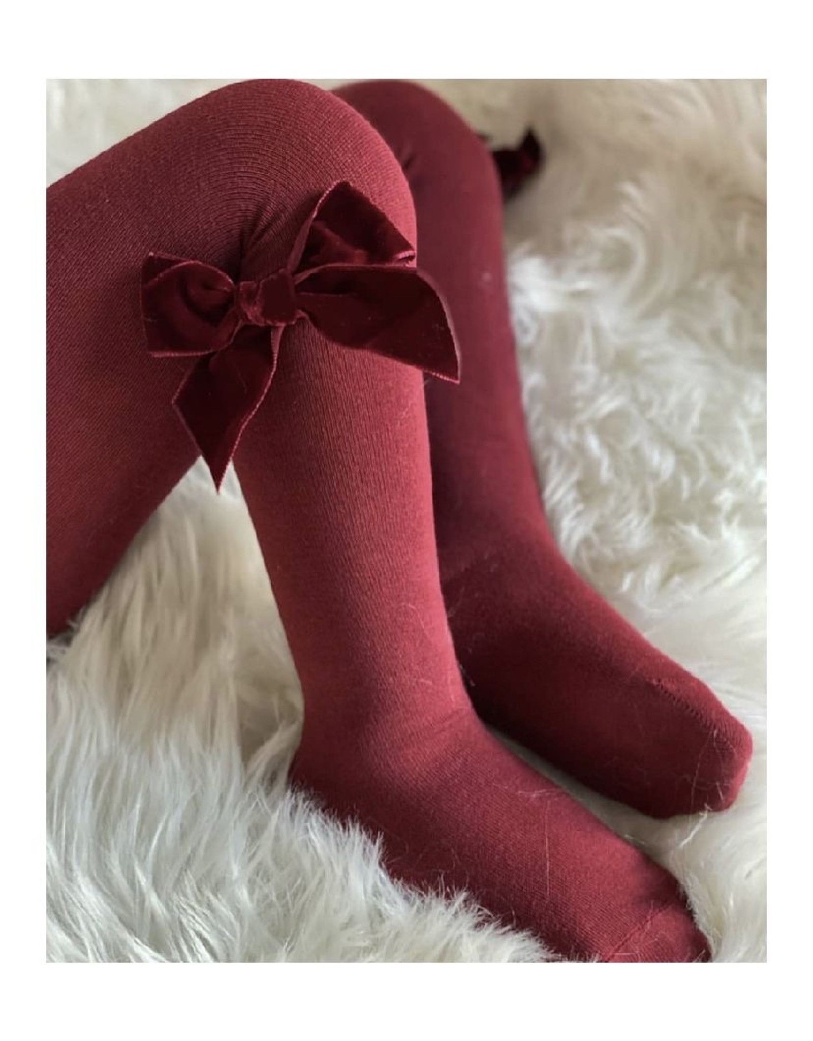 CONDOR Garnet Velvet Bow Tights