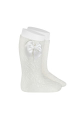 CONDOR Cream Geometric Socks with Bow