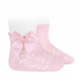 CONDOR Pink Openwork Short Socks with Bow