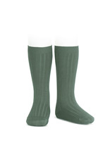 CONDOR Lichen Green Ribbed Knee Socks
