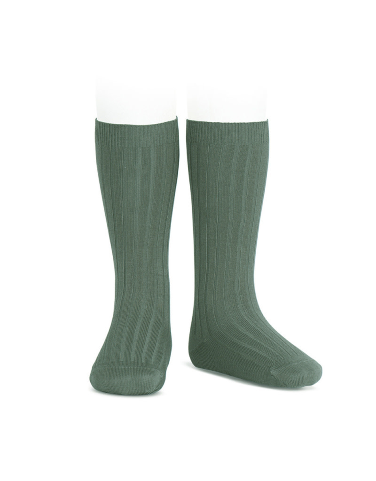 CONDOR Lichen Green Ribbed Knee Socks
