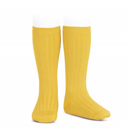 CONDOR Yellow Ribbed Knee Socks