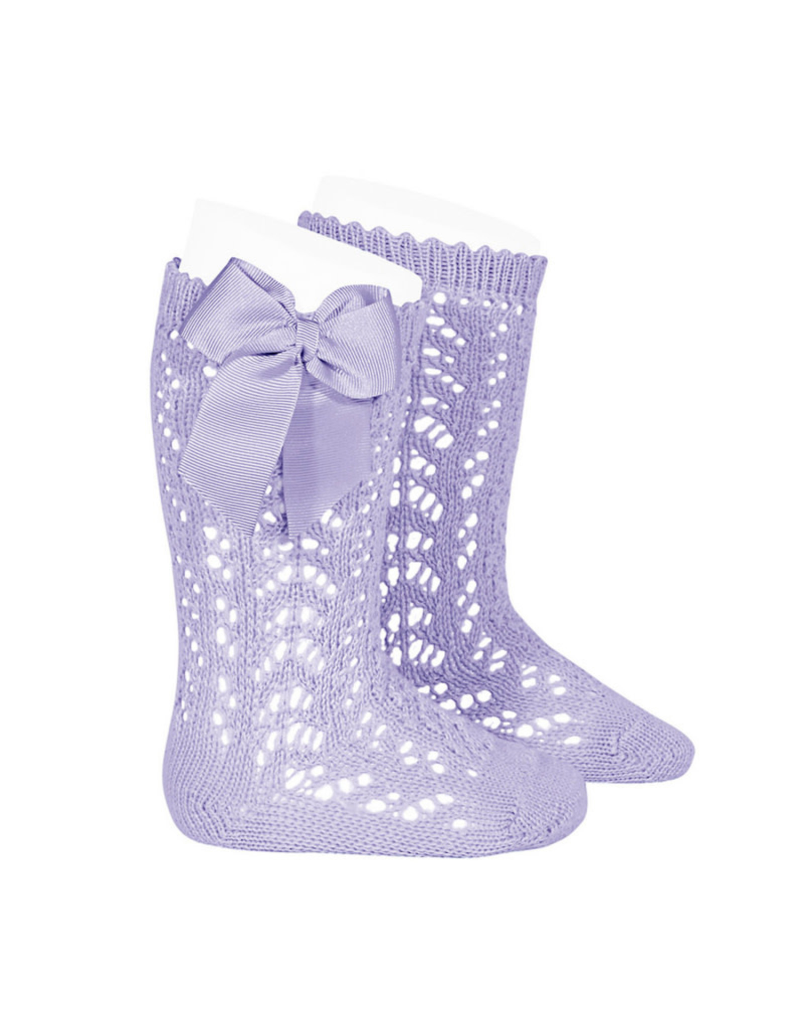 CONDOR Mauve Openwork Knee Socks with Bow