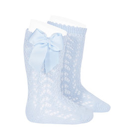 CONDOR Baby Blue Openwork Knee Socks with Bow