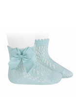 CONDOR Aquamarine Openwork Short Socks with Bow