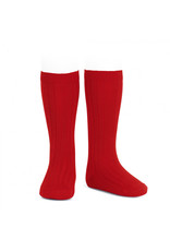 CONDOR Red Ribbed Knee Socks