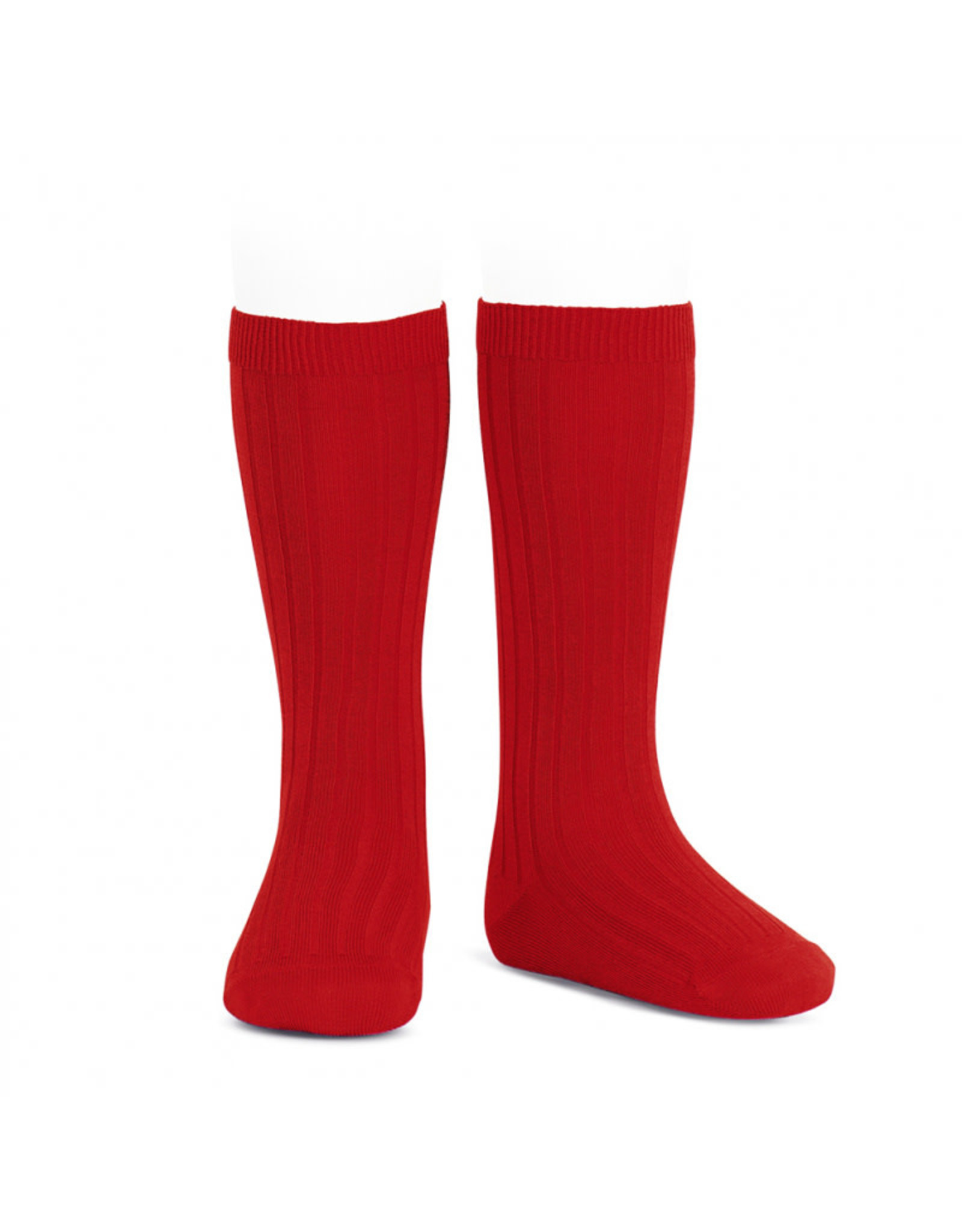 CONDOR Red Ribbed Knee Socks