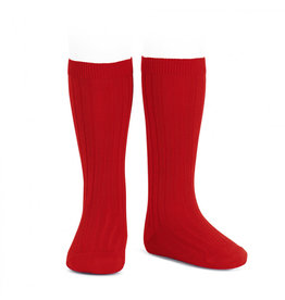 CONDOR Red Ribbed Knee Socks