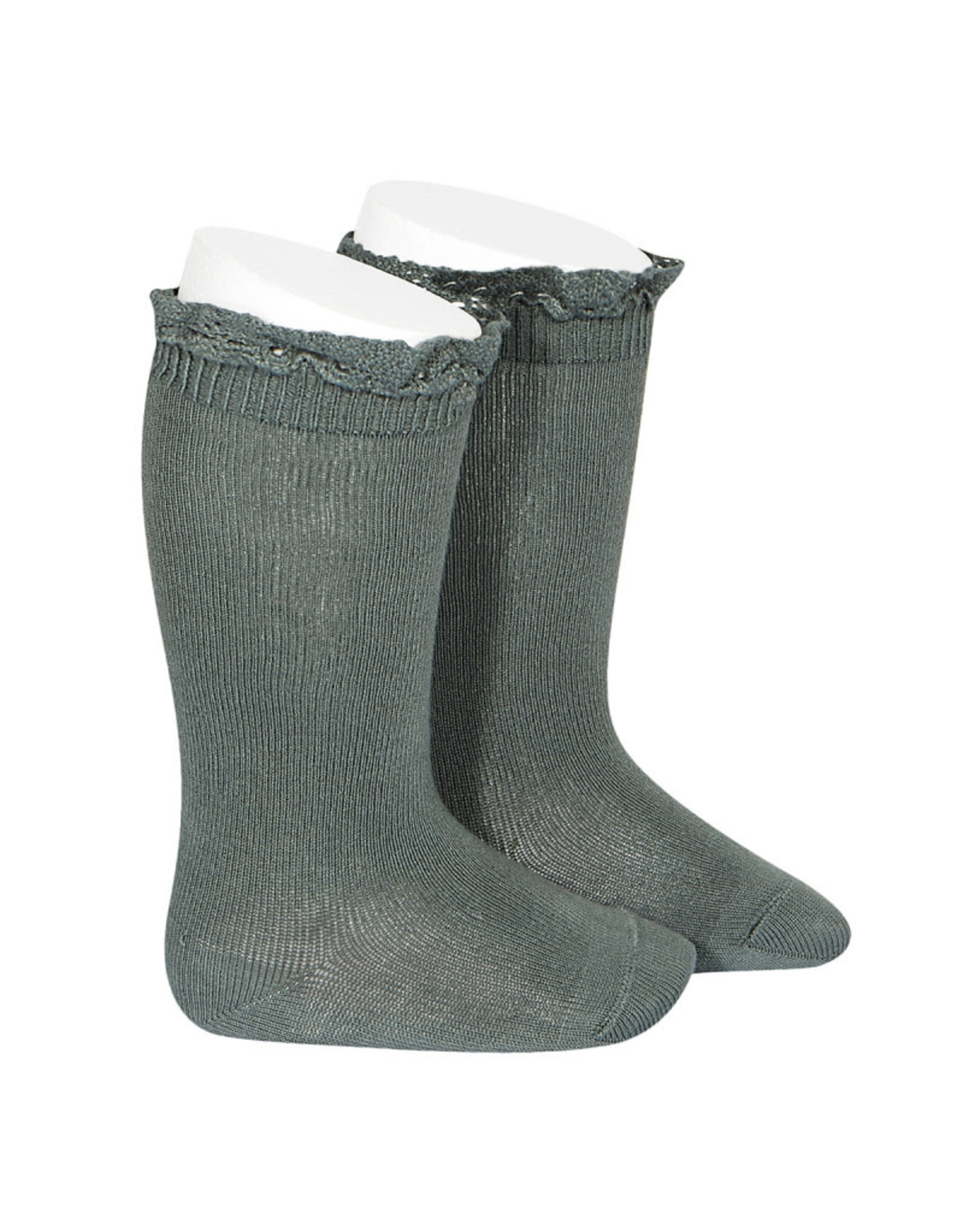 CONDOR Lichen Green Lace Edging Knee Socks