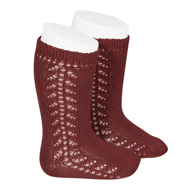 CONDOR Burgundy Warm Side Openwork Socks - Devoted Touch