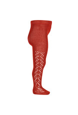 CONDOR Red Wool Side Openwork Tights