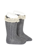 CONDOR Light Grey Vintage Lace Socks