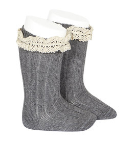 CONDOR Light Grey Vintage Lace Socks