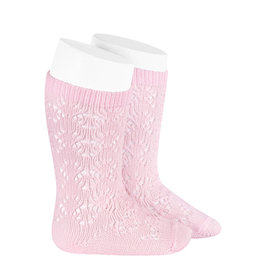 CONDOR Baby Pink Geometric Openwork Socks