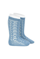 CONDOR Bluish Openwork Knee Socks