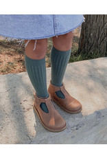 CONDOR Lichen Green Ribbed Knee Socks