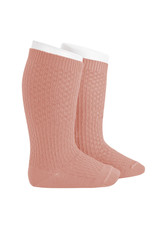 CONDOR Old Rose Wool Patterned Knee Socks