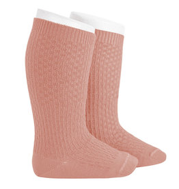 CONDOR Old Rose Wool Patterned Knee Socks