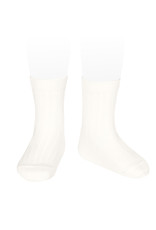 CONDOR Cream Ribbed Short Socks