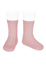 CONDOR Pale Pink Ribbed Short Socks