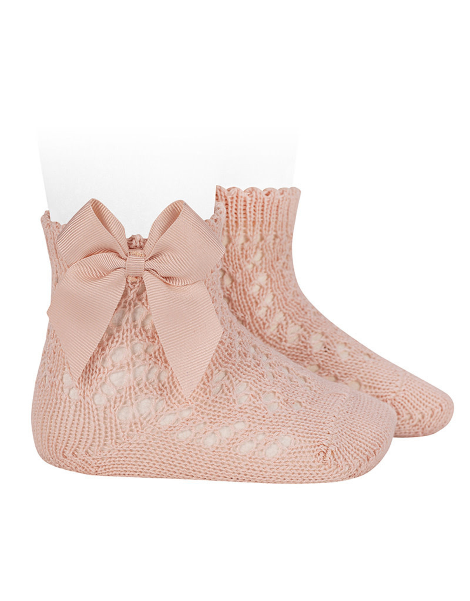 CONDOR Nude Openwork Short Socks with Bow