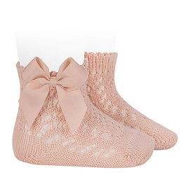 CONDOR Nude Openwork Short Socks with Bow