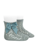 CONDOR Dry Green Openwork Short Socks with Bow