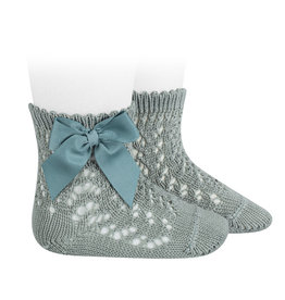 CONDOR Dry Green Openwork Short Socks with Bow