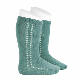 CONDOR Fresh Green Side Openwork Knee Socks