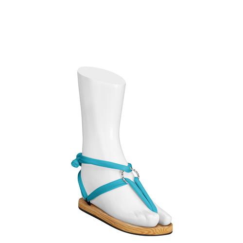 Classic Linten Turquoise met Zilveren Ringen