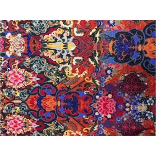 Classic Print Linten Asia met Gouden Ringen