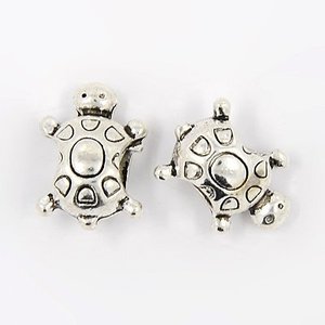 Silver Turtle Charm Round