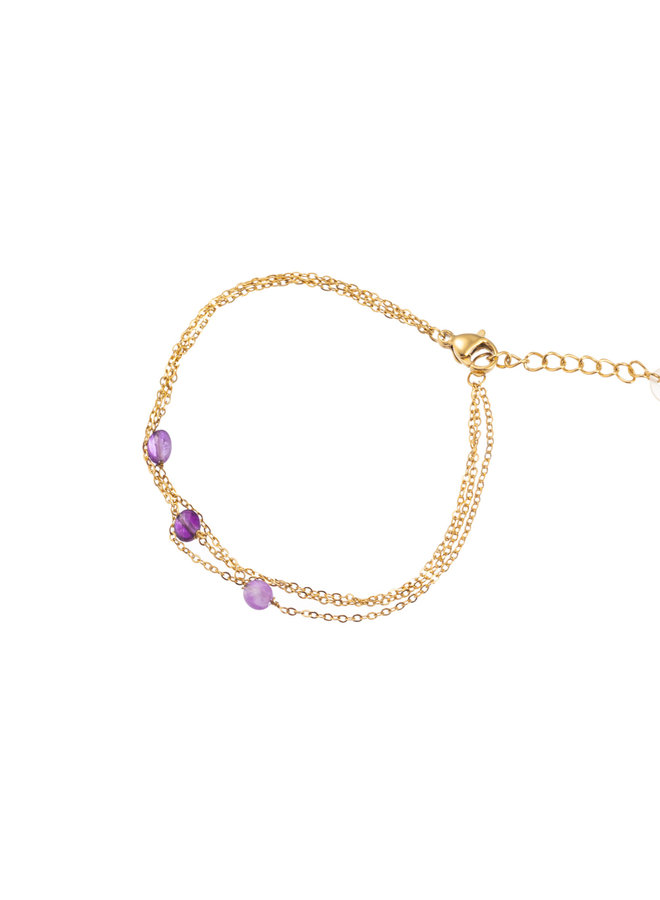 3 lines Bracelet - 14K + dark purple - Dark Purple