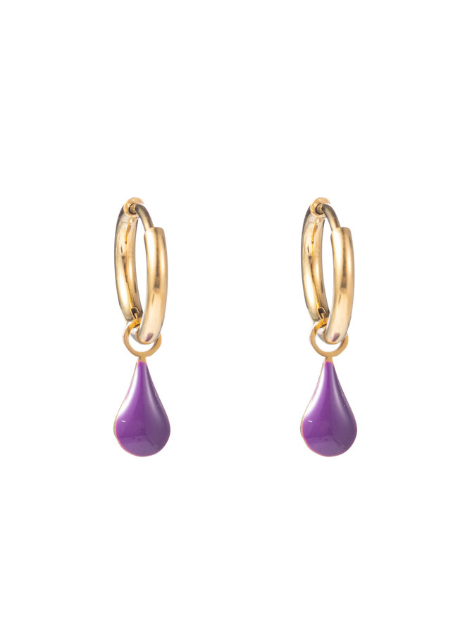 Enamel Drop Ring - 14K + purple - Purple